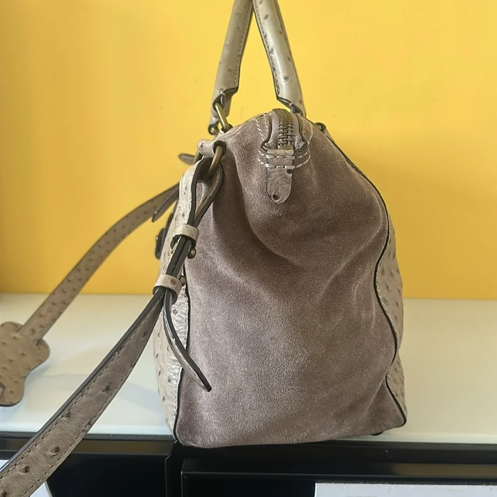 Kate Spade Westward Adventurer Satchel Taupe Ostrich Suede Large  Bag